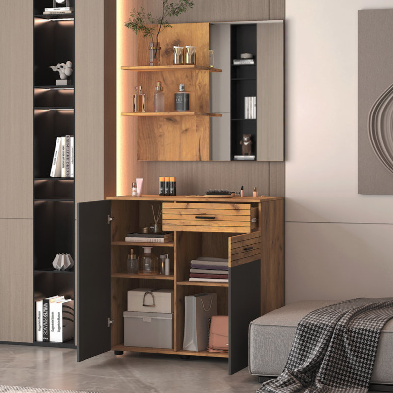 Armoire de rangement à miroir