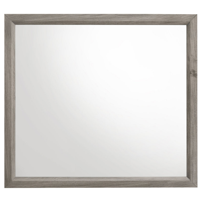 Miroir de coiffeuse Kapa non biseauté, cadre rectangulaire, bois taupe clair 35 x 39