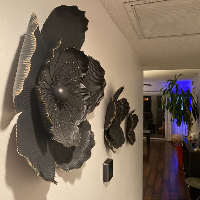 Lot De 3 Décorations Murales Métal Fleuries - Style Rustique - Hauteur 25cm (10") - Pour Intérieur/extérieur - 7