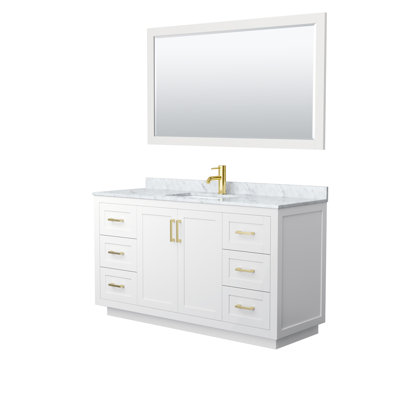 Miranda 60" Freestanding Single Bathroom Vanity with Marble Top with 58" Mirror