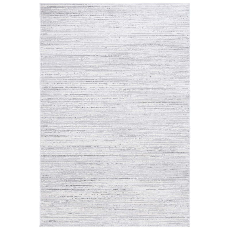 Tapis ivoire / gris clair en polyester / polypropylène tissé à la machine Opelika, Rectangle 4 pi x 6 pi