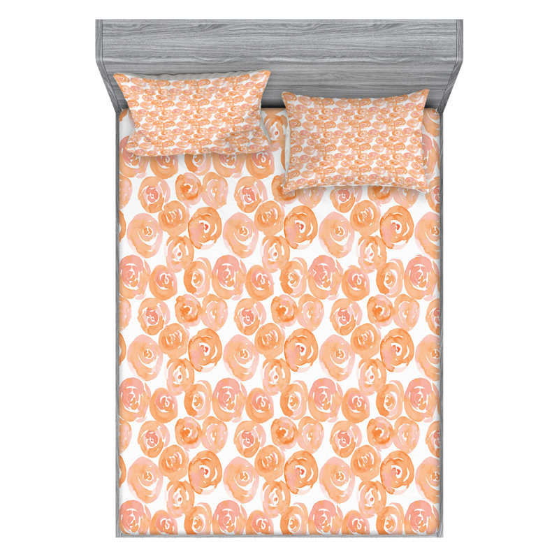 Microfiber Floral Sheet Set, Queen Sheet Set with Fitted Sheet