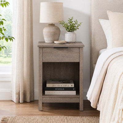 Nightstand with Drawer,3-Tier End Side Table with Storage Drawer and Shelf,Modern Bedside Night Stand for Bedroom, Living Room