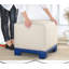 Repose-pieds élégant, crème et bleu, 19,7 po x 18,5 po x 19,7 po | Pieds 50% coton / 50% lin, 100% similicuir | 35 éponges orthopédiques 35 po, épaisseur 2,4 po | Idéal pour le salon, la chambre à coucher et le décor chic-126412793-126412798
