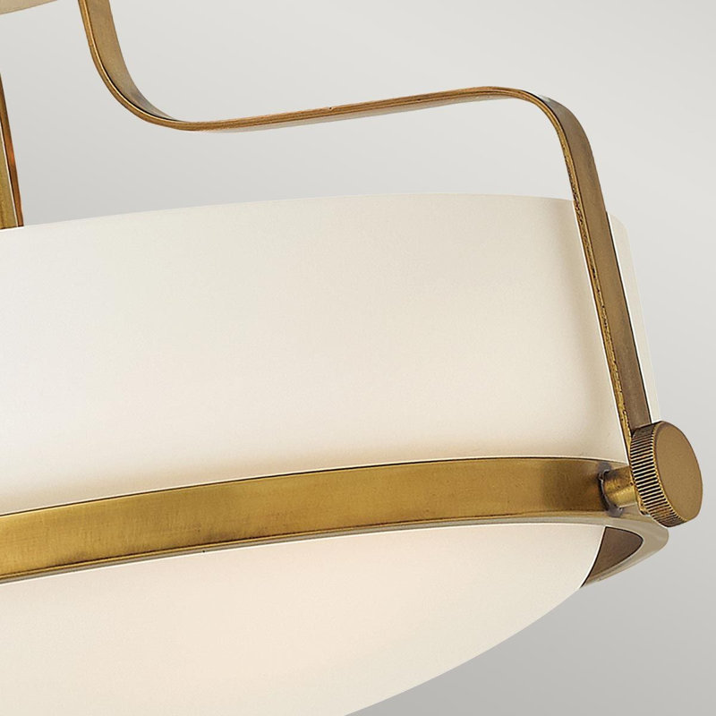 Moreauville Glass Semi Flush Mount, Heritage Brass, 25.3cm H x 36.6cm W