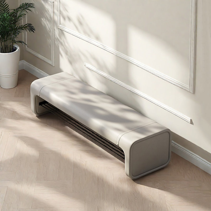 39.4in Shoe Changing Stool, Beige Wood