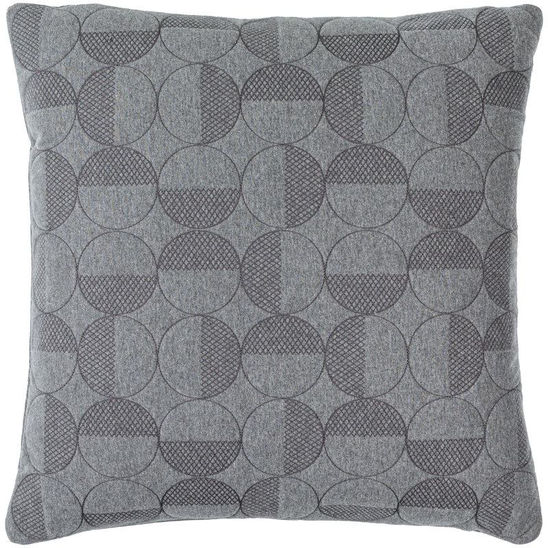 Semicircle Abstract Cotton Throw Pillow, Charcoal, 20" x 20", Down
