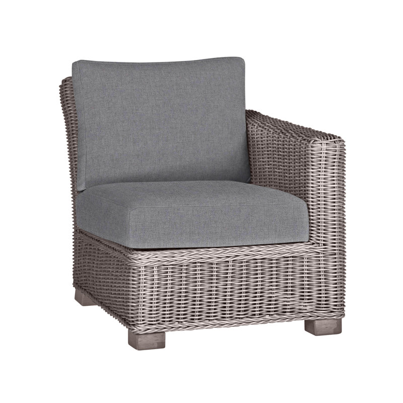 Rustic Patio Lounge Chair with Cushions, No Welt, Oyster, Verona Mist