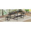Ensemble de table de salle à manger extensible pour 4-8, grande table de cuisine extensible de 63 po avec 2 bancs et 2 tabourets, plateau en bois moderne et structure en métal, peu encombrant, facile à assembler, noir.-129768551-129768550