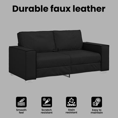 vidaXL Loveseat Sofa Black 70.87 in Faux Leather