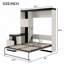 Lit escamotable double avec bureau, tablettes et armoires de rangement