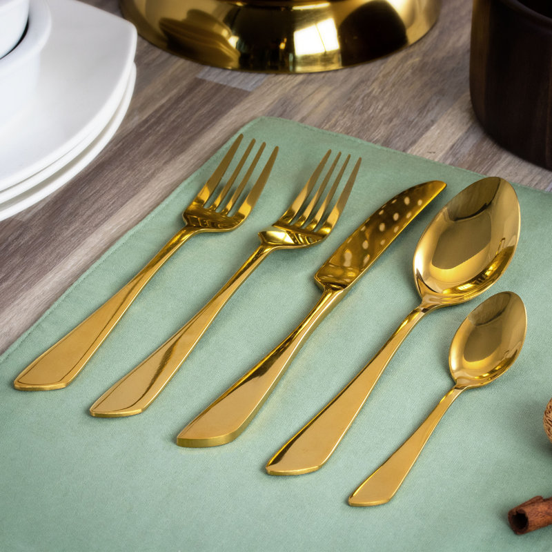Mega Chef Gibbous Stainless Steel Flatware Set - Service for 4, Gold