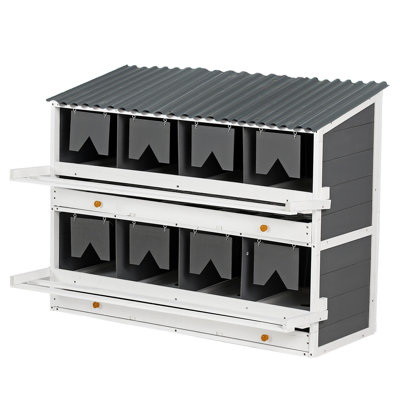 Boîte de nidification de poulet en bois massif avec 8 compartiments - Toiture, perchoirs pliables, collection pratique d'œufs pour 8 canards en bois, système de ventilation, facile à installer