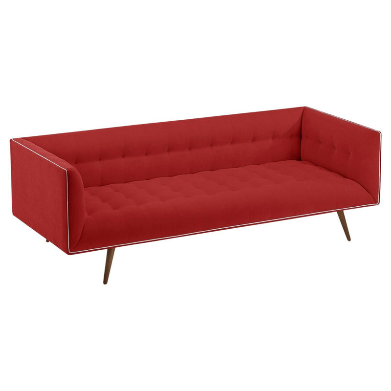 Canapé rembourré 63 po Dust, Rouge, Bois brun