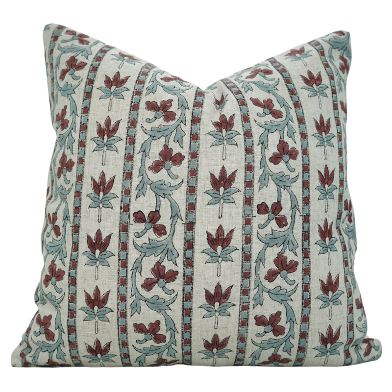 Housse de coussin Fabividine Boho, H 16 po x l 16 po, Carrée, Rouge