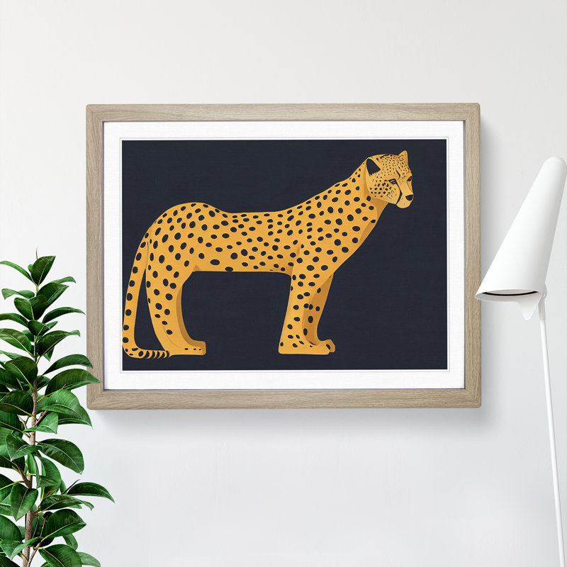 Beauteous Cheetah - Single Picture Frame Print, Oak, 46cm H x 64cm W x 2cm D