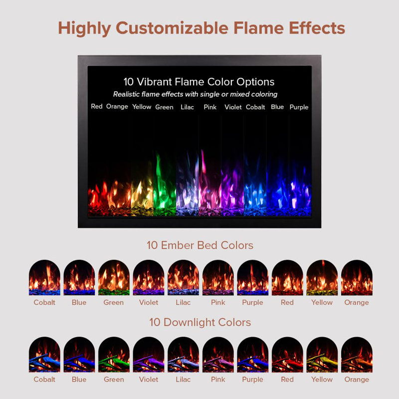 Modern Ember Arrie Smart Electric Fireplace Mantel Package | 33” Firebox Heater | Wi-Fi App