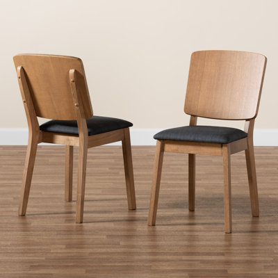 Baxton Studio Denmark Mid-Century Modern Black Fabric And French Oak Brown Finished Rubberwood 2-Piece Dining Chair Set -  Corrigan StudioÂ®, 7D9BB1D1AA4745AEB41D39C9359E5359