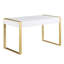 Modern White/Gold 2 Drawer Computer Desk For Office (Not Include Stools)