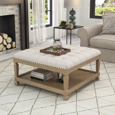 Cristan 33" W Upholstered Square Storage Ottoman