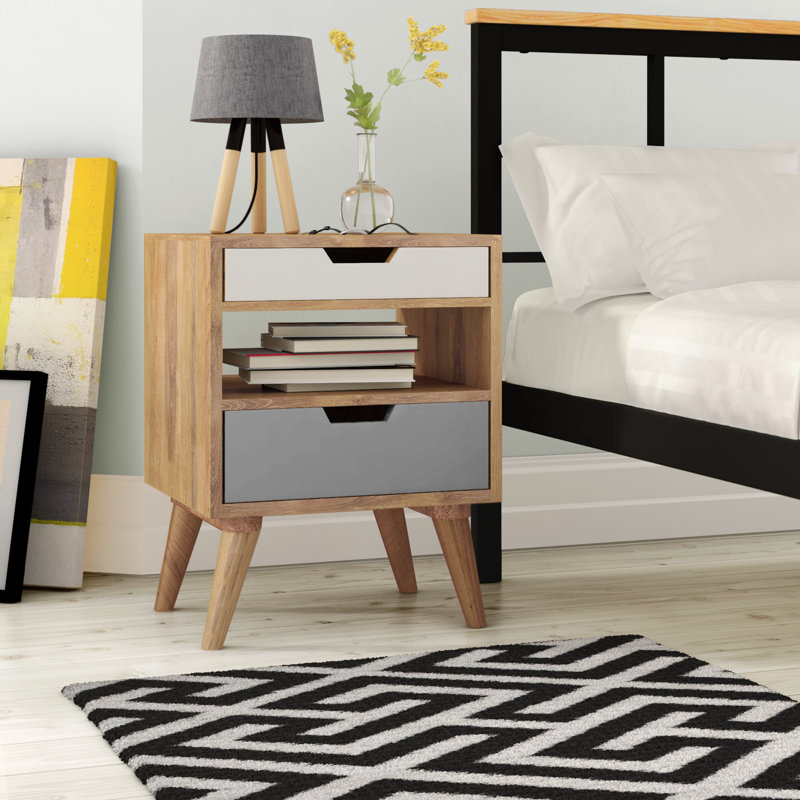 Aliza 45cm W Solid Wood Bedside Table
