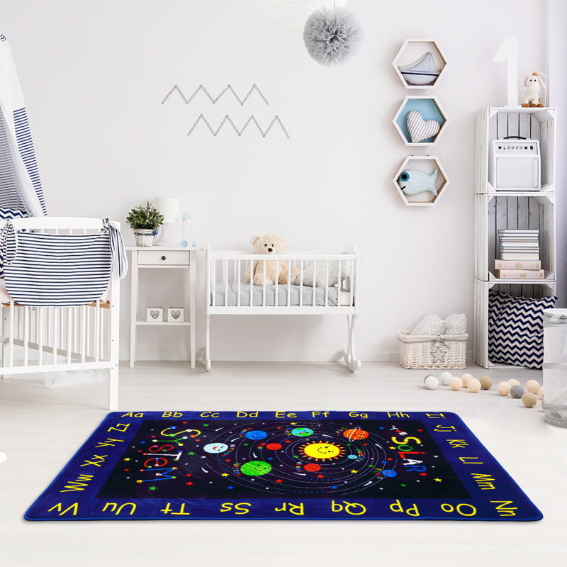 Tapis bleu Star Star pour chambre d'enfant, Rectangulaire 3 pi x 5 pi