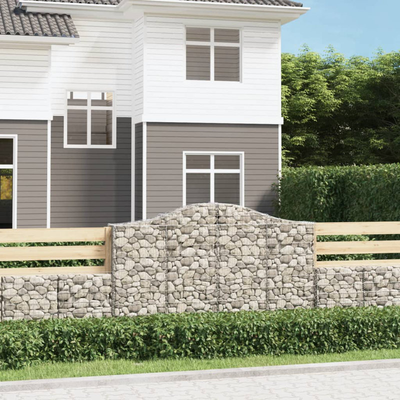 Arched Gabion Basket Galvanised Iron, 140cm H x 200cm W x 30cm D