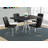 Kathy Dining Table, 60 Inch Rectangular Black, U Shape Chrome Metal Legs-114776281
