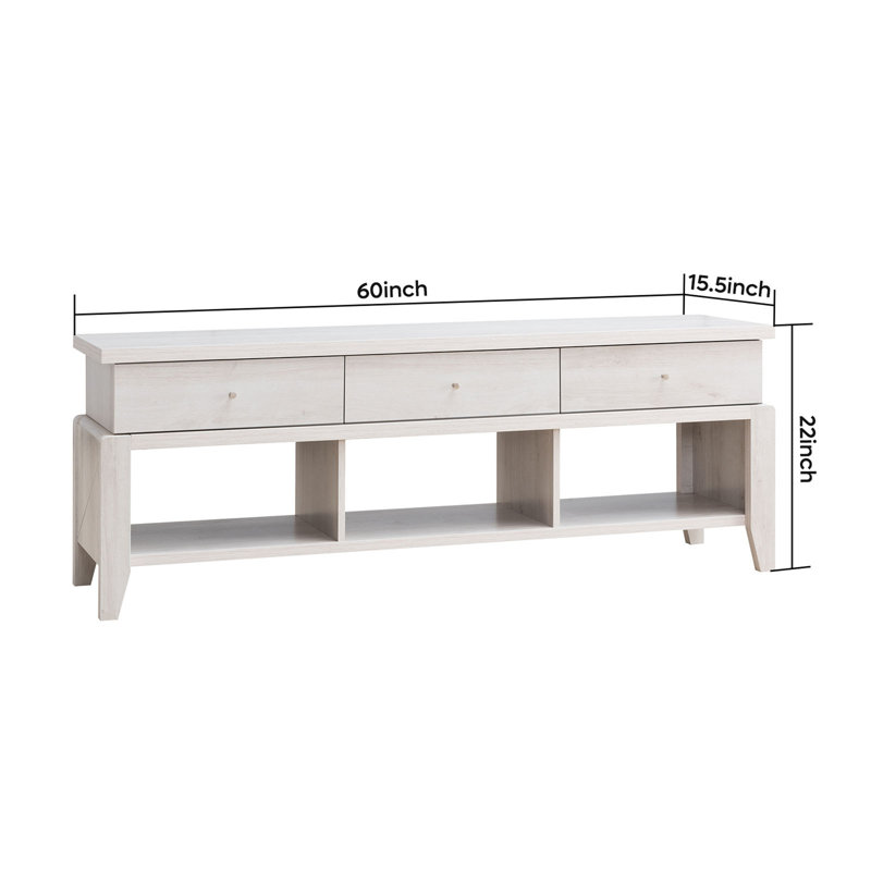 Nandhini 60'' W One-Piece Storage Credenza TV Stand with Three Open Shelves and Three Drawers