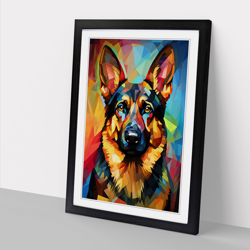 German Shepherd Orphism - Framed Print, Black, 46cm H x 34cm W x 2cm D