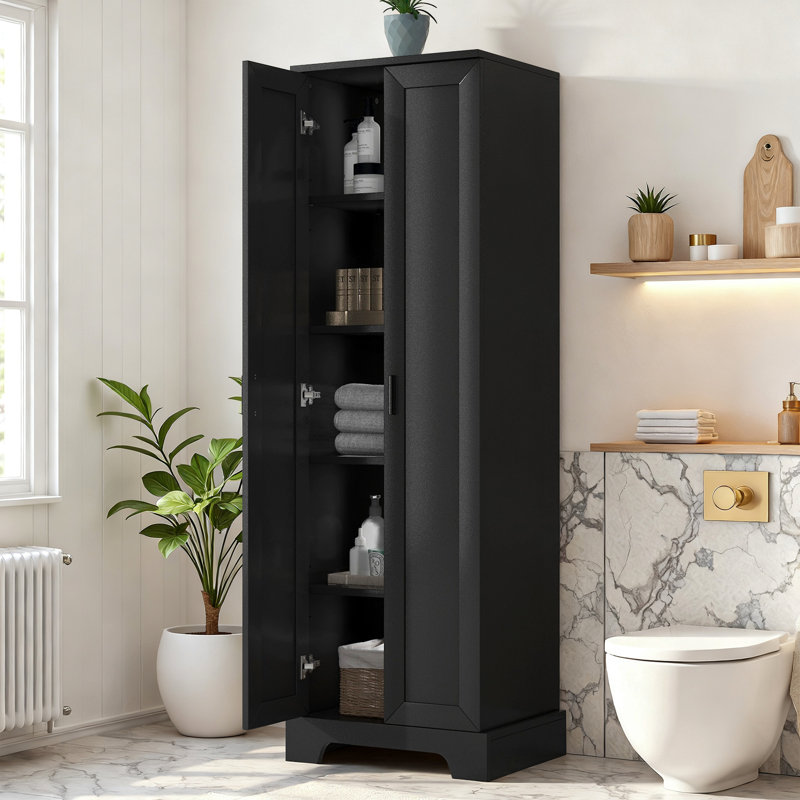 Armoire de rangement d'appoint avec tablette réglable, Noir