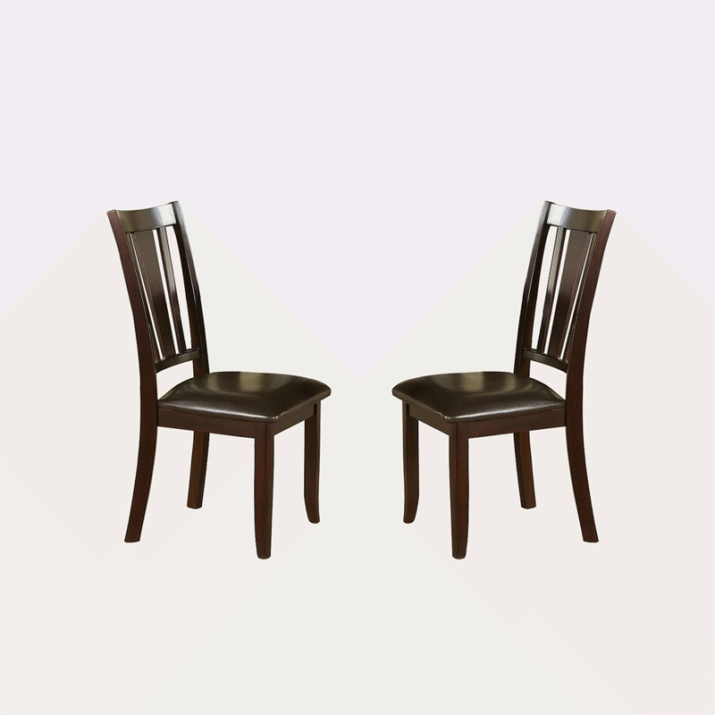 Ensemble de 2 chaises d'appoint à dossier à lattes en espresso