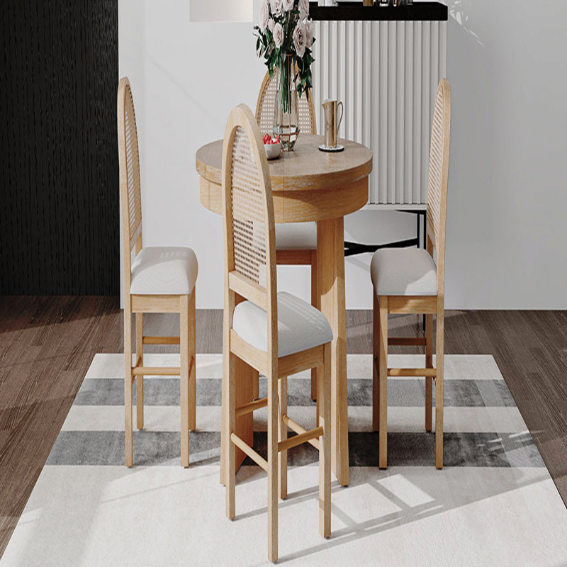Ensemble de table de salle à manger 5 pièces pour 5 personnes, ensemble de table de salle à manger extensible rétro avec 4 chaises rembourrées, ensemble de table de cuisine et chaises