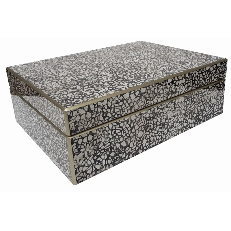 Miroir rectangulaire fait à la main peint dans une boîte rectangulaire en terrazzo, H 12 po x l 9 po x P 4 po