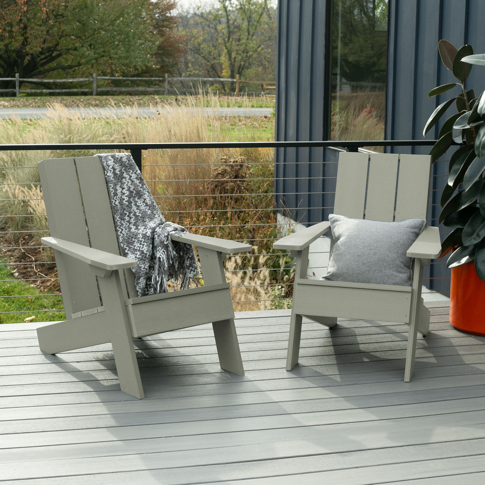 Byrnes Outdoor Adirondack Set, Eucalyptus