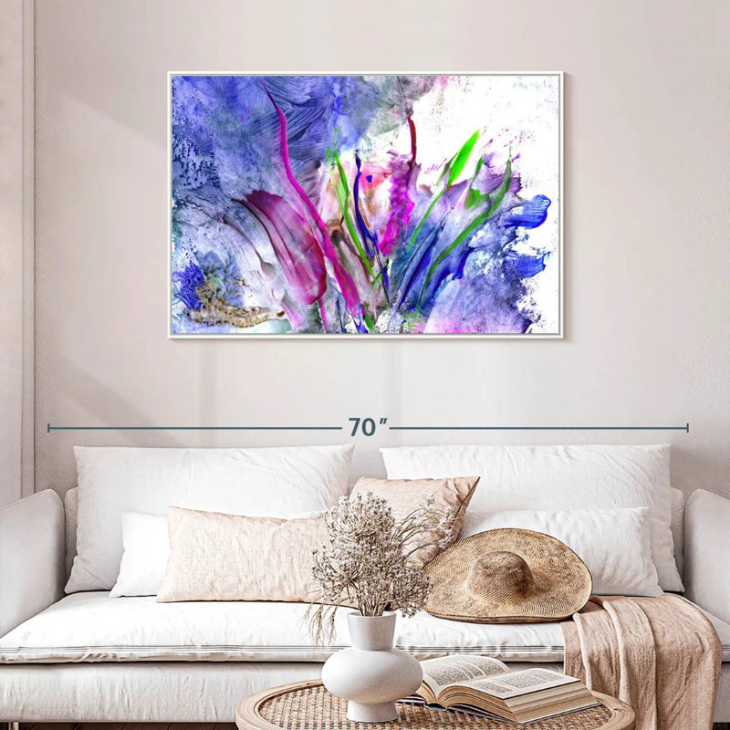 Fleur Syd, Cadre flottant blanc, 43 po x 29 po