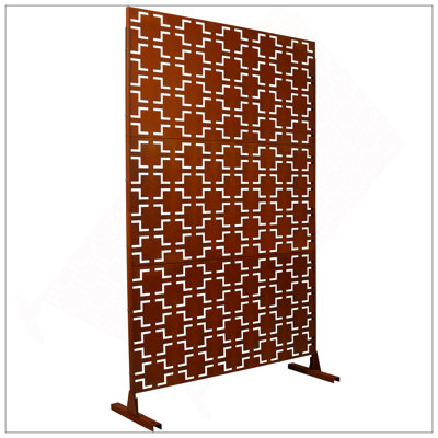 Outdoor & Indoor Metal Privacy Screen, Freestanding Decorative Panels For Deck, Balcony, Patio, And Garden, Rust-Resistant And Durable