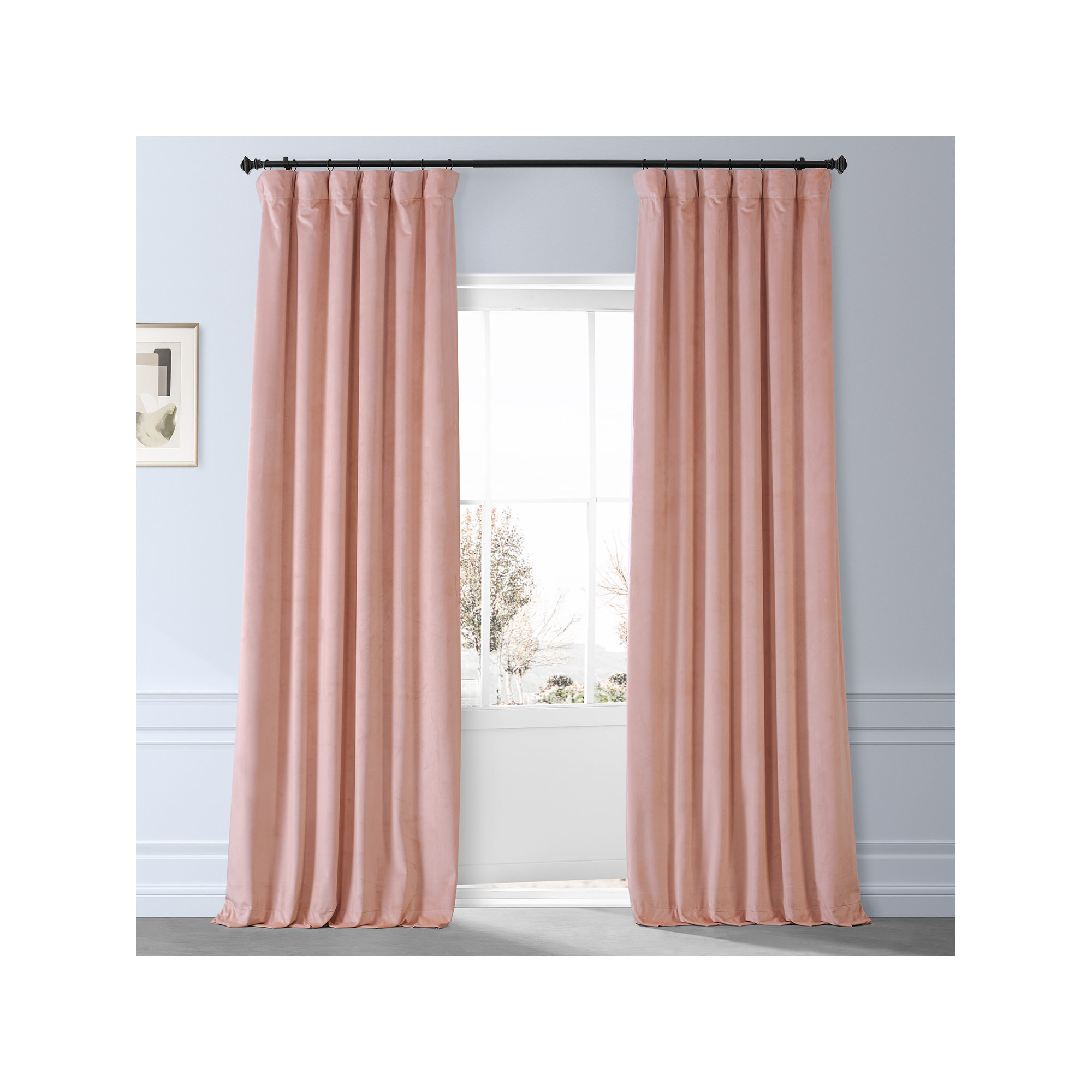 Loria Plush Velvet 100% Blackout Curtains For Bedroom, Living Room - Single Panel, Apricot Blossom, 50" W x 108" L