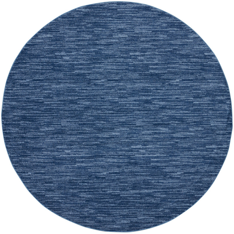 Tapis intérieur / extérieur bleu marine / bleu Nourison Essentials, Rond 8 pi