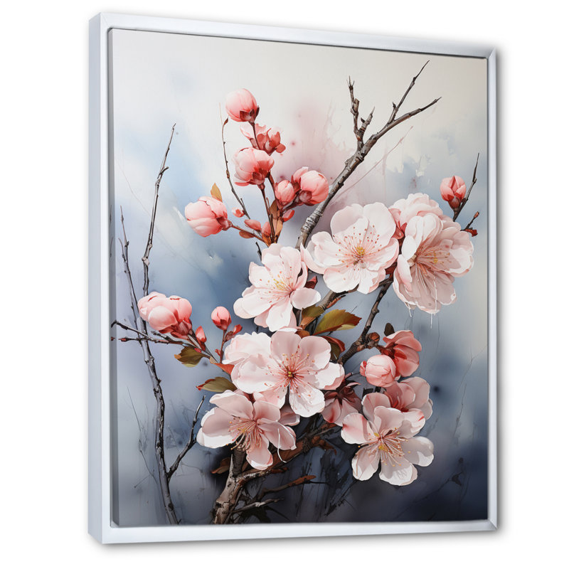 «Vittore Pink Blossoms Ethereal Delicacy I», reproduction, H 32 po x l 16 po x P 1 po, Cadre flottant blanc