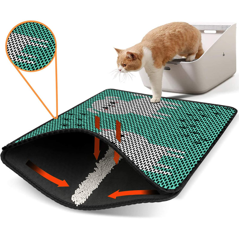 Tapis pour litière de qualité supérieure, 18 po x 24 po | 50% PVC / 50% polyester, lavable à la machine et passer l'aspirateur | Conception durable et facile à nettoyer pour les propriétaires d'animaux de compagnie | Protégez vos planchers des dégâts de la litière