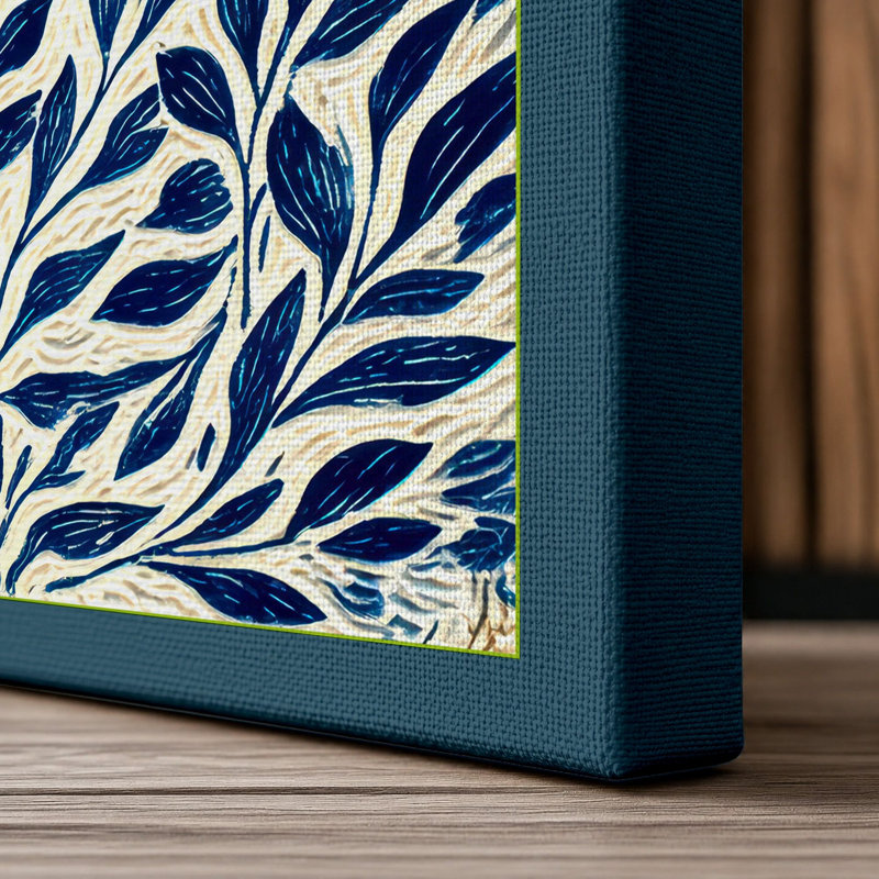 Red Fish In Leaves Mid-Century - Print, 24x16 - 61.0 x 40.6 cm, Teal Border