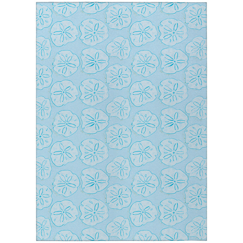 Tapis bleu intérieur / extérieur en polyester tissé à la machine Wodonga, Rectangle 9 pi x 12 pi