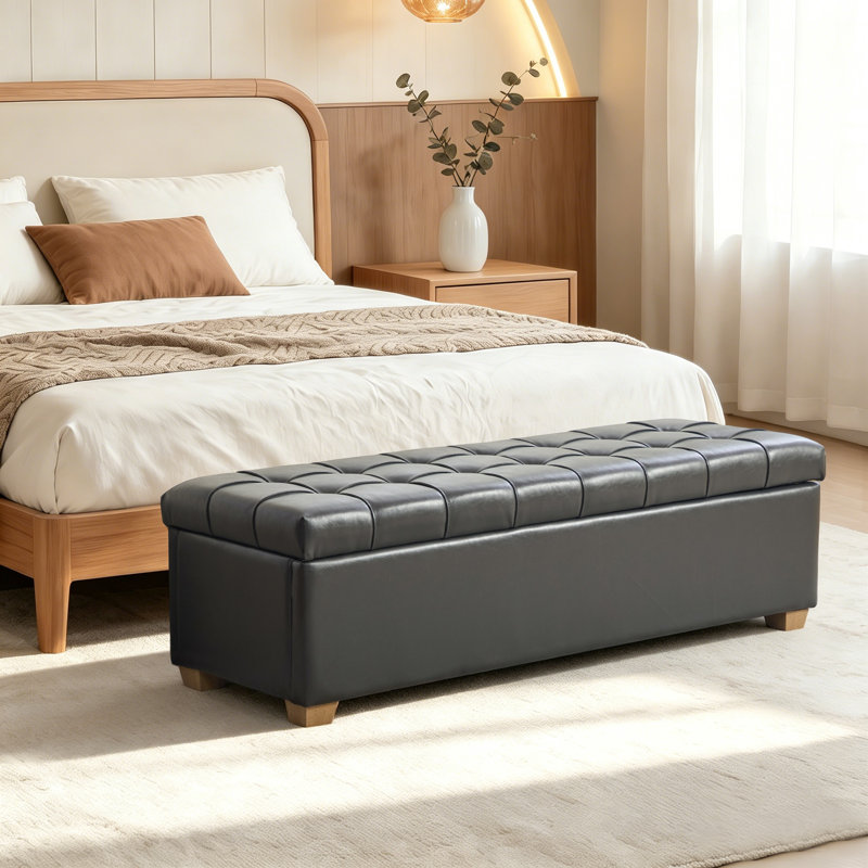 Banc de rangement rembourré l 60,2 po, Grey