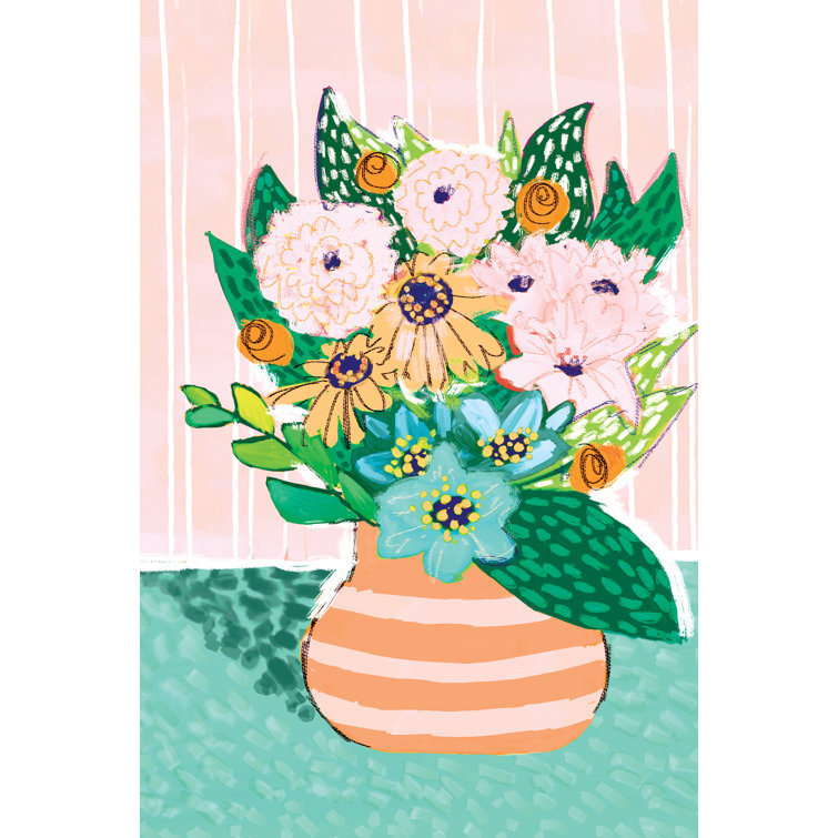 Bright Painty Flowers - Wrapped Canvas Painting