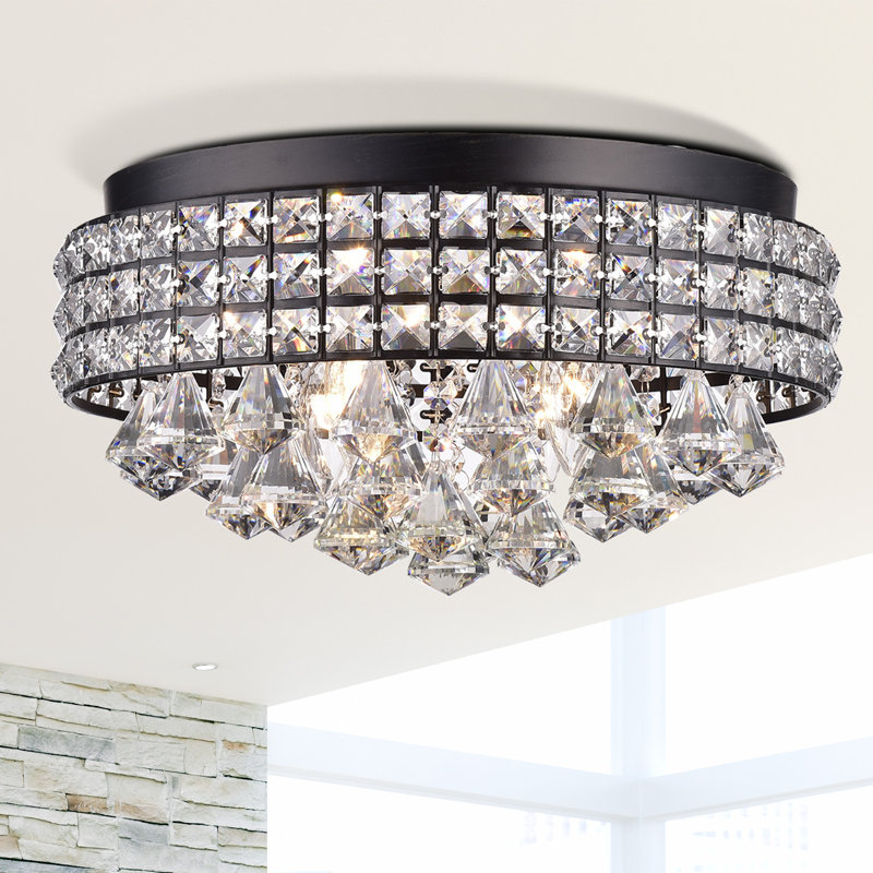 Plafonnier encastré 4 lumières 15 po Mossley, Noir brunâtre