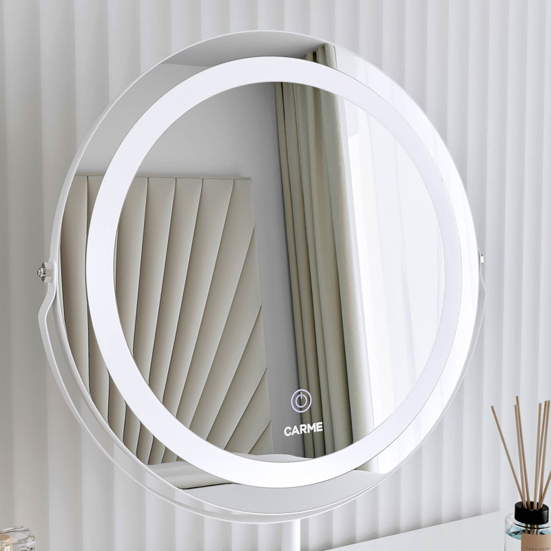 Ava Round Mirror, White
