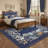 Zebra Navy Blue Washable Rugs 8X10 For Playroom Vintage Jungle Woodland Forest Safari Animal Print Rug Low Pile Botanical Kids Rugs For Living Room Kitchen Nursery Room-1222094104-1222094083
