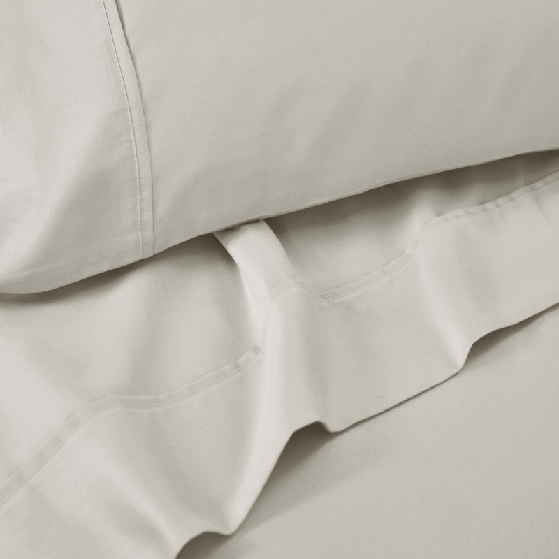 Ensemble de draps en mélange de coton 1500 fils Superior, Ensemble de draps pour grand lit avec 2 taies d'or, Argent