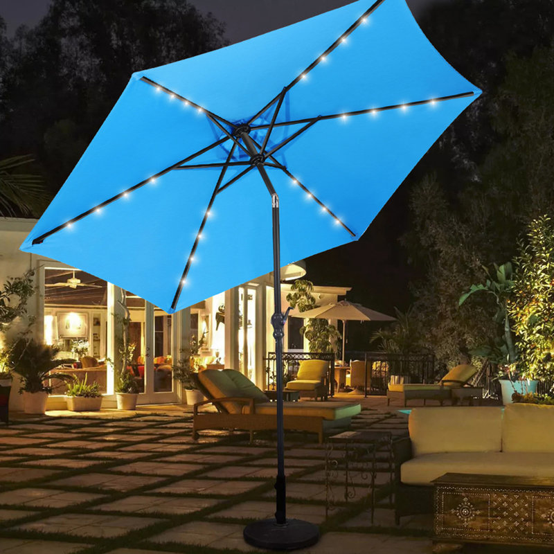 Parasol de marché éclairé 7 pi 6 po Fruiteam, Bleu ciel